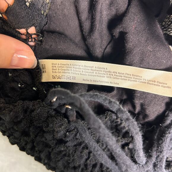 Free People Lace Bralette Womens XS Black Criss Cross Back Boho Feminine Dainty - Picture 8 of 8